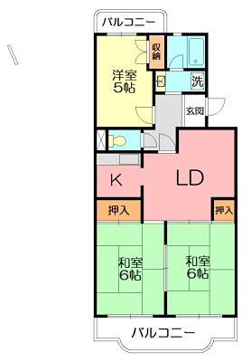 エトワール薬師台(3DK/4階)の間取り写真