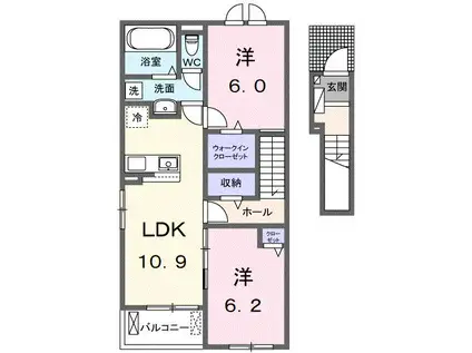 けやき平1丁目アパート I(2LDK/2階)の間取り写真