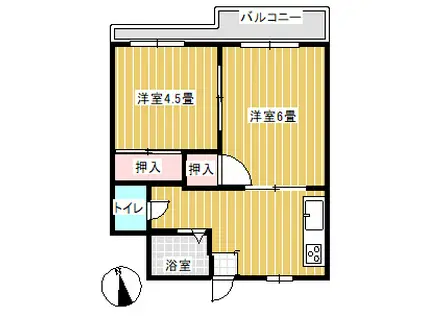 エクセルながやま(2DK/2階)の間取り写真