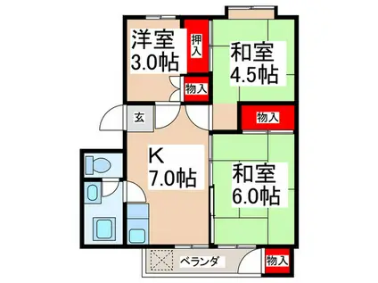 立川富士見町 27号棟(3K/5階)の間取り写真