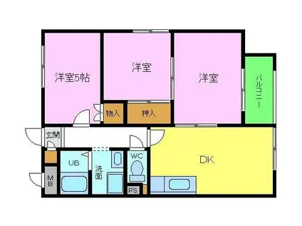 ユートピアハイツ金剛(3DK/4階)の間取り写真