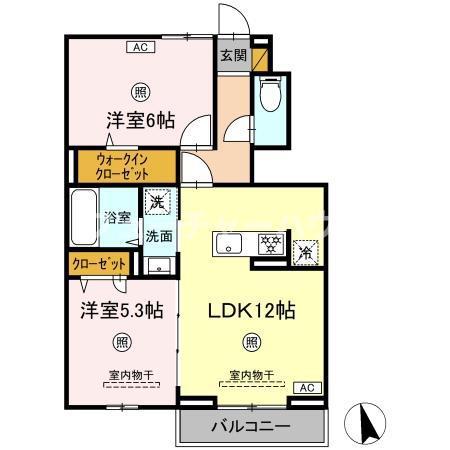 グランディオ A(2LDK/1階)の間取り写真