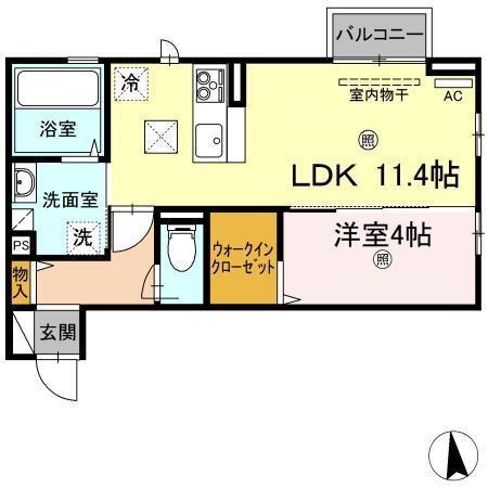 NAGOMI(1LDK/1階)の間取り写真