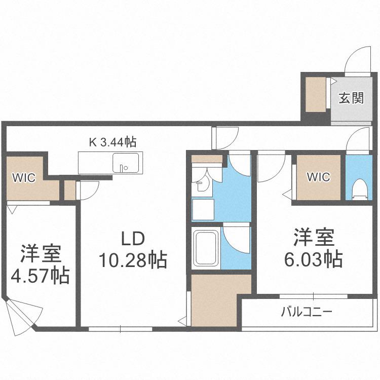 アルファスクエアS17(2LDK/4階)の間取り写真