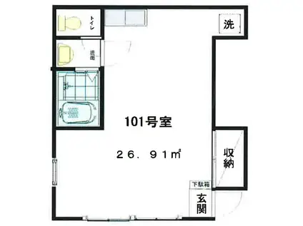 コーポ久保田(ワンルーム/1階)の間取り写真