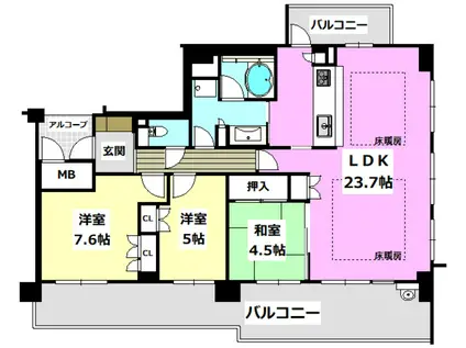 ジオ彩都プレミアムテラス(3LDK/3階)の間取り写真
