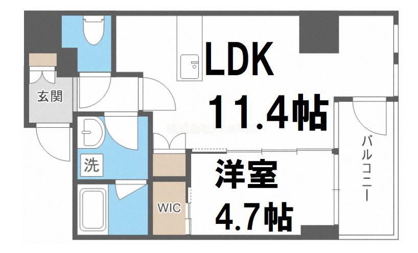 フォルトナート扇町(1LDK/14階)の間取り写真