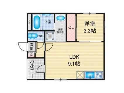 CASA LIEBE 藤江(1LDK/2階)の間取り写真