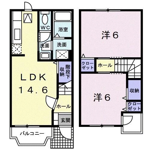 パミドーリII(2LDK/1階)の間取り写真