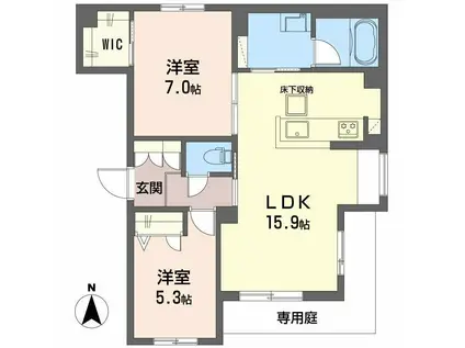 シャーメゾン エスポア ヒルズ(2LDK/1階)の間取り写真