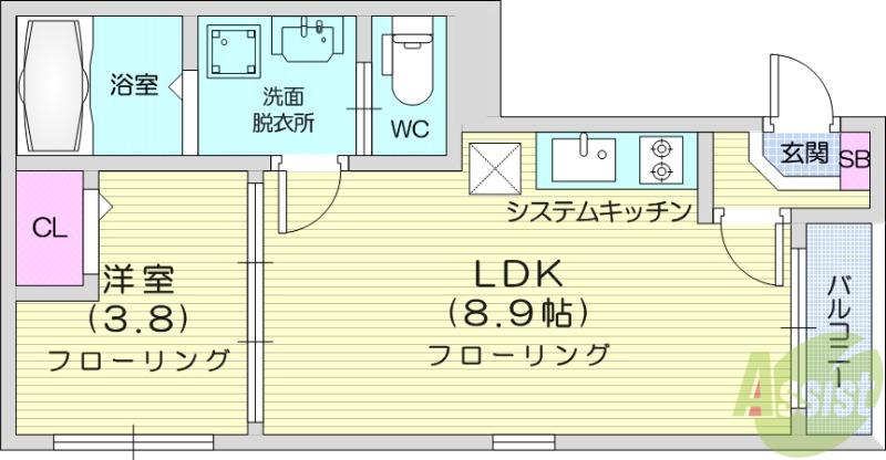 ハーモニーテラス福住町Ⅳ(1LDK/1階)の間取り写真