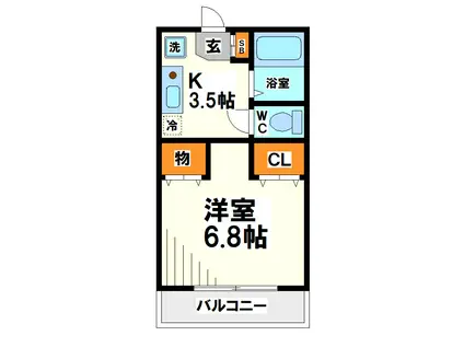 ウェール(1K/1階)の間取り写真