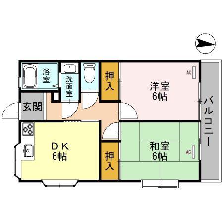 サンハイツ中本町(2DK/1階)の間取り写真