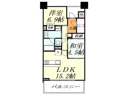 レクセルグランデ蒲生(2LDK/5階)の間取り写真