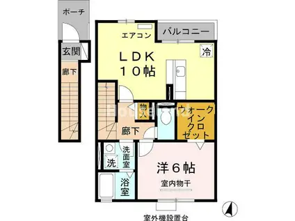 ヴィラ・シャロムB棟(1LDK/1階)の間取り写真