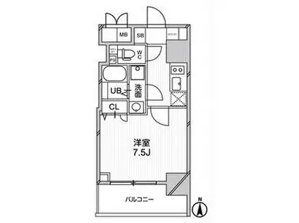 エグゼ難波南VI(1K/12階)の間取り写真