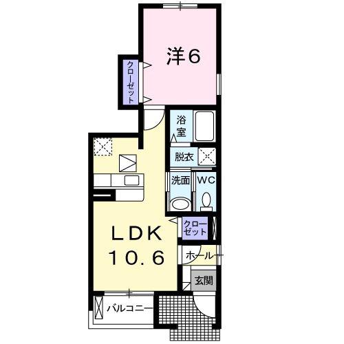 リエンダ(1LDK/1階)の間取り写真