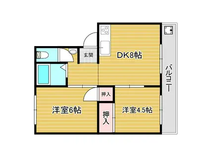 T.ウエストマンションA(2LDK/2階)の間取り写真