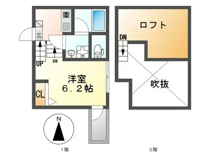 サダルスウド(1K/1階)の間取り写真