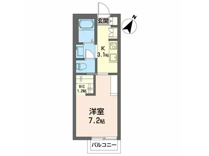 スカイシティB(1K/2階)の間取り写真