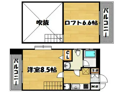 ピュアドーム21 博多(1SK/10階)の間取り写真