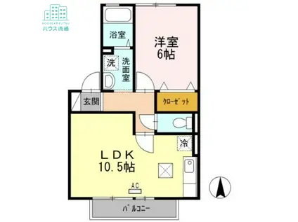 ウィルモア宮小路B(1LDK/1階)の間取り写真