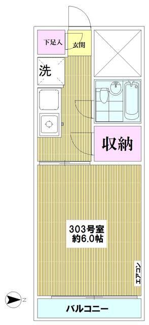 シンビジュームハウス(1K/3階)の間取り写真