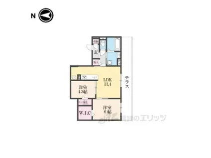 ヌーベル・ヴィ―侍従池(2LDK/1階)の間取り写真