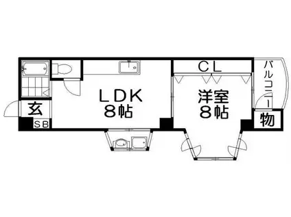 香里ニューハイツNO.3(1LDK/2階)の間取り写真
