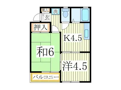 コーポシャルム(2K/1階)の間取り写真