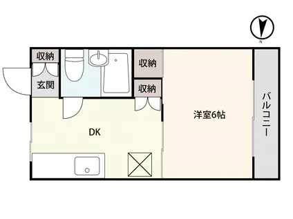 ラ・ネージュ上越II(1DK/2階)の間取り写真