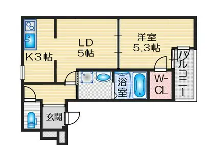 フジパレス阪急吹田駅南III番館(1LDK/1階)の間取り写真