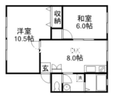 コーポ赤坂(2DK/1階)の間取り写真