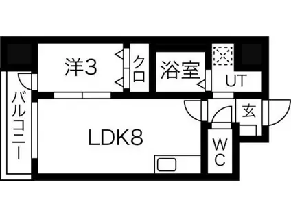 サンライズ支倉町(1LDK/8階)の間取り写真