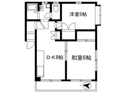 ミキハイツ(2DK/2階)の間取り写真