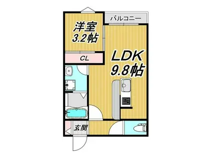 LECOCON枇杷島(1LDK/3階)の間取り写真