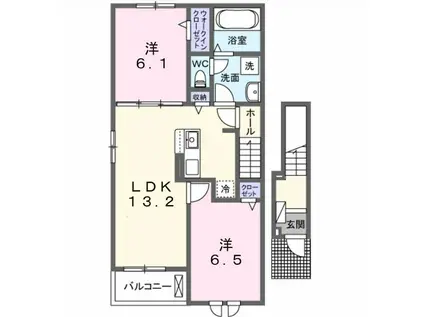 カルム ミー(2LDK/2階)の間取り写真