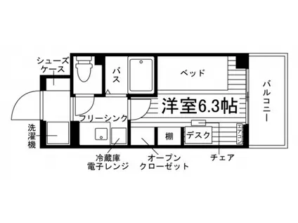 学生会館 CLASSY BASE 西国分寺(ワンルーム/2階)の間取り写真