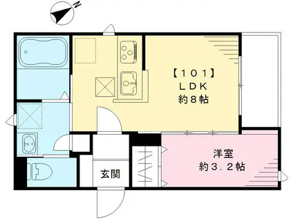 ルミエール本町(1LDK/1階)の間取り写真