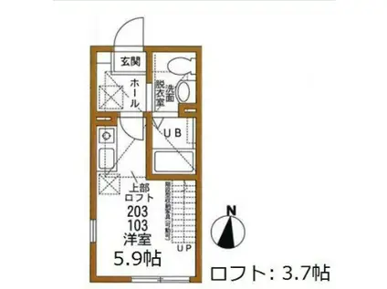ハーミットクラブハウマローネA棟(ワンルーム/2階)の間取り写真
