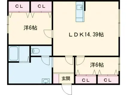 寿ハイムD(2LDK/1階)の間取り写真