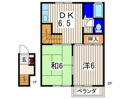 シーサイドハイツJUN(2DK/2階)の間取り写真