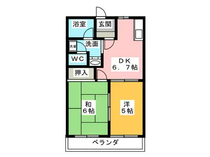 プロニティコーポ(2DK/1階)の間取り写真