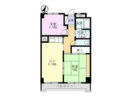 サンビレッジ中津川I(2DK/1階)の間取り写真