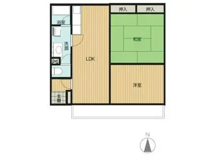 ファミール糸田(2LDK/3階)の間取り写真
