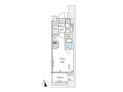 パークナードフィット南青山ビスタ(ワンルーム/8階)の間取り写真