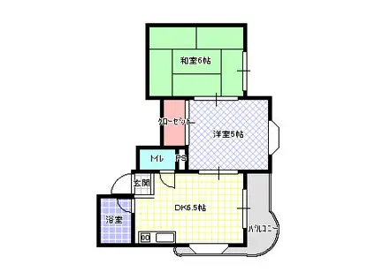 メゾン南町(2DK/1階)の間取り写真