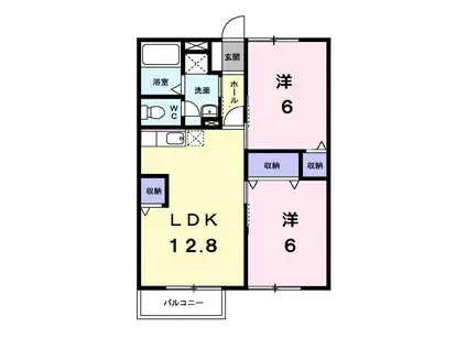 セレソB棟(2LDK/2階)の間取り写真
