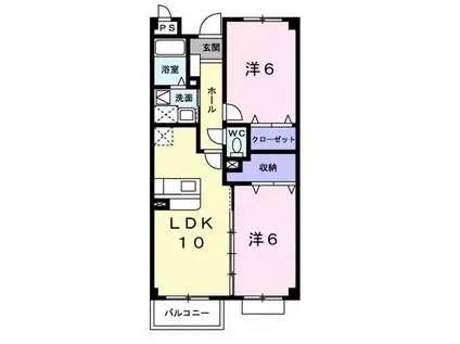 プレ・オリゾン(2LDK/2階)の間取り写真