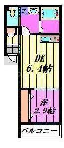MARK DUO三郷(1DK/2階)の間取り写真
